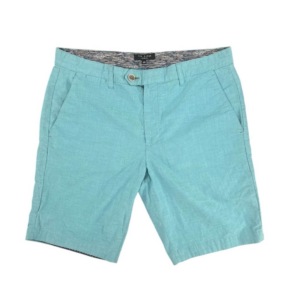 🩳 Ted Baker London Teal Tailored‎ Shorts Men’s 32R Pattern Lined